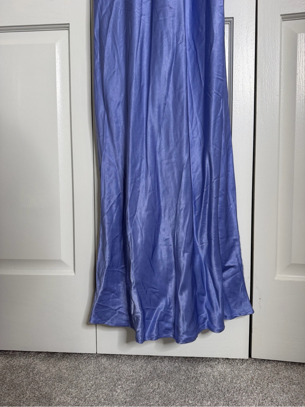 Blue/Periwinkle Slip Maxi Dress with Spaghetti Straps | Corset tie-up back - Picture 3 of 8